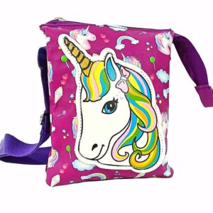 Buy Poplins Girls Unicorn Sling Purple Colour Bag at