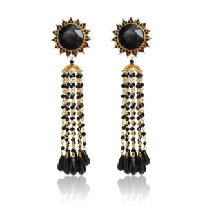 Oxidized Multicolor pearl work Hook Earrings Earrings  Anarkali Suits   Suits and Dress material  Wome  Black tassels Silver earrings dangle  Silver earrings