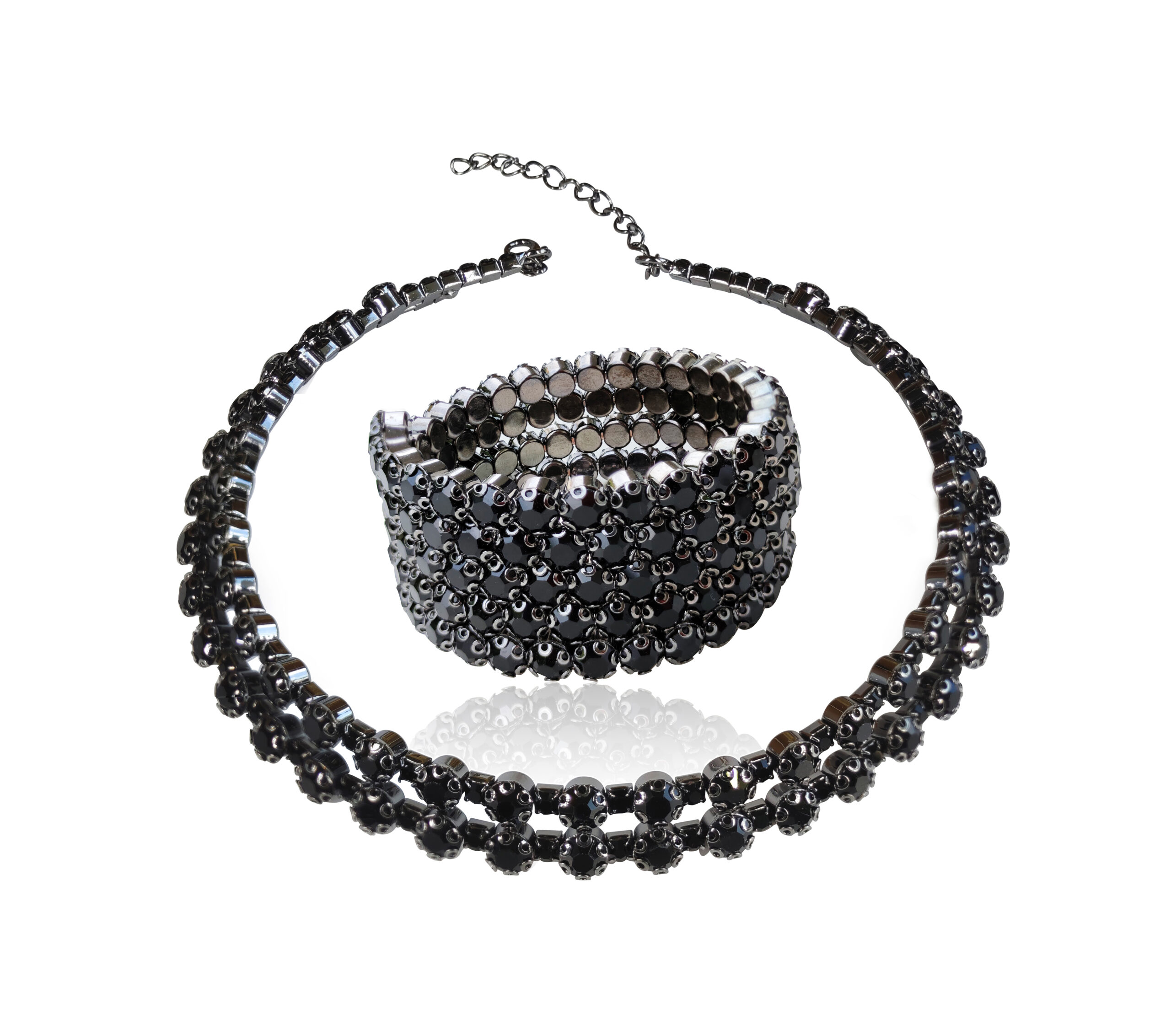 Oversized Black Crystal Rhinestone Statement Necklace Set – SPARKLE ARMAND